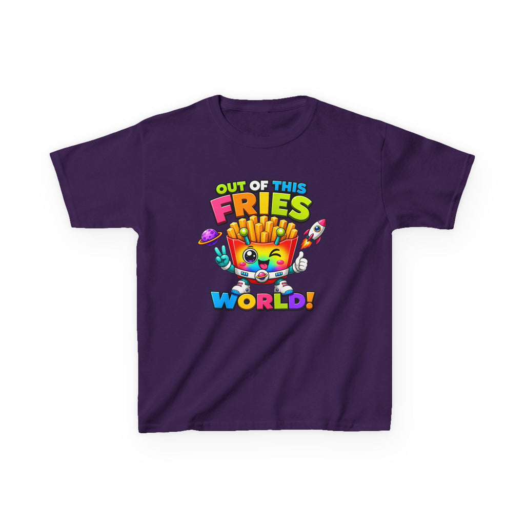 Kids Fries T-Shirt — 'Out of This Fries World!' Colorful Cartoon Fries Graphic Tee