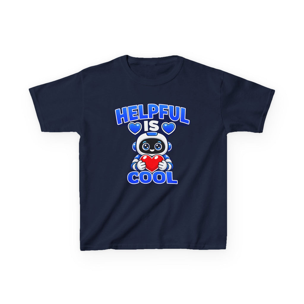 Kids Robot T-Shirt — 'Helpful Is Cool' Heart Graphic Tee