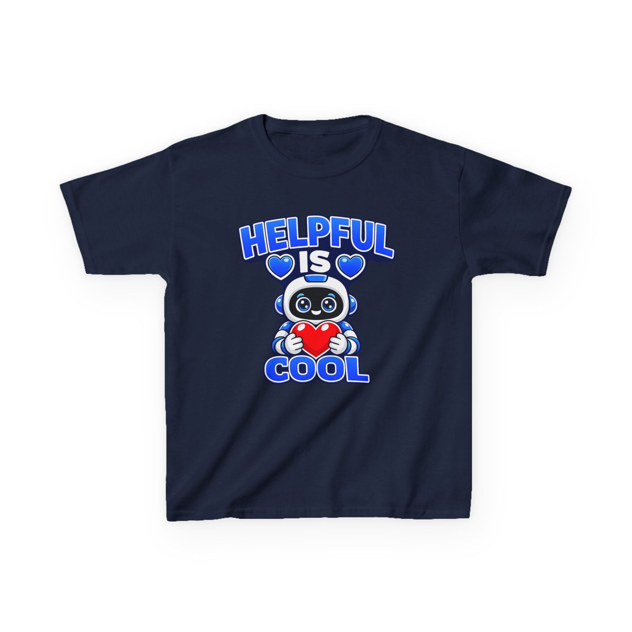 Kids Robot T-Shirt — 'Helpful Is Cool' Heart Graphic Tee