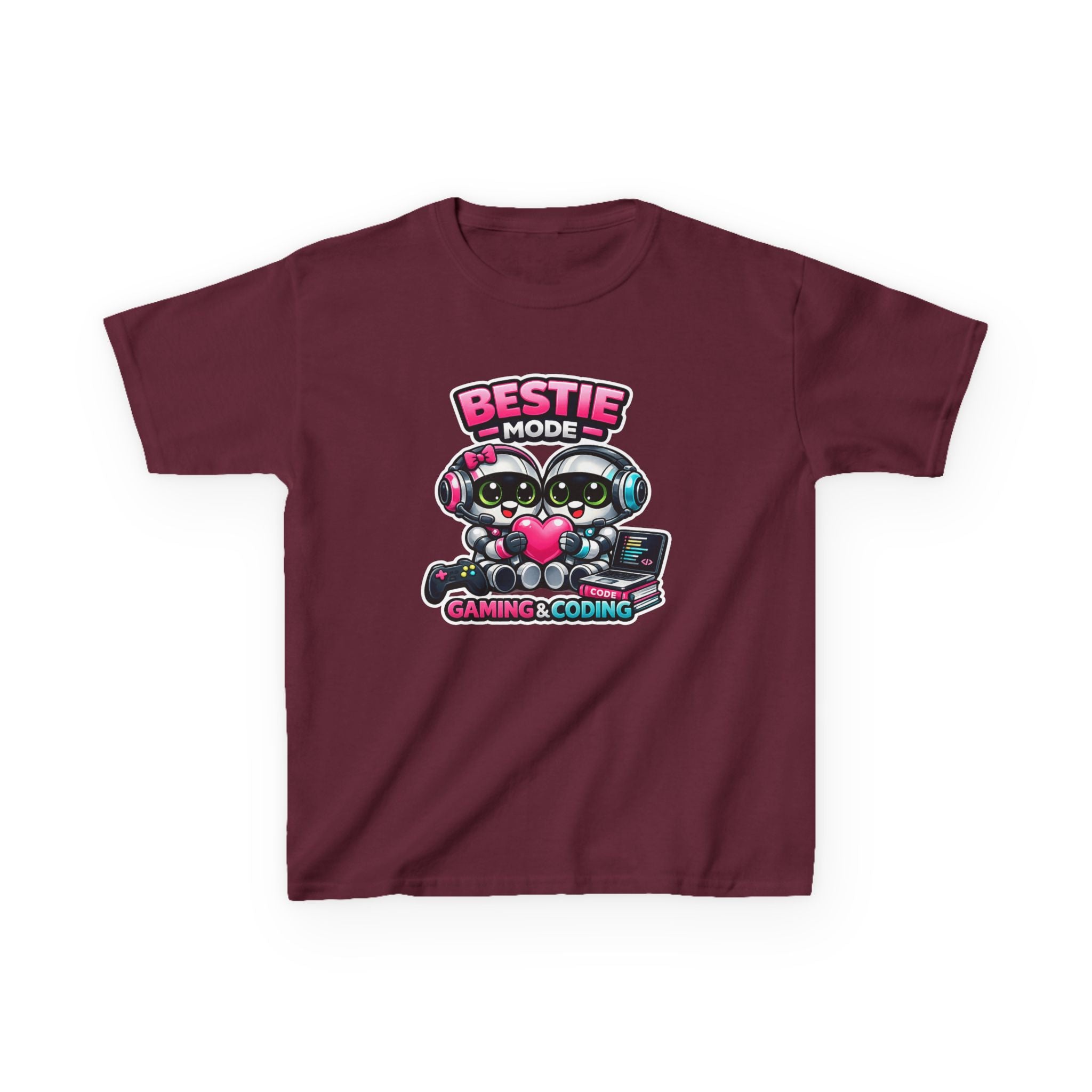 Kids Gaming T-Shirt — 'Bestie Mode' Cute Robot Friends Gaming & Coding Graphic Tee