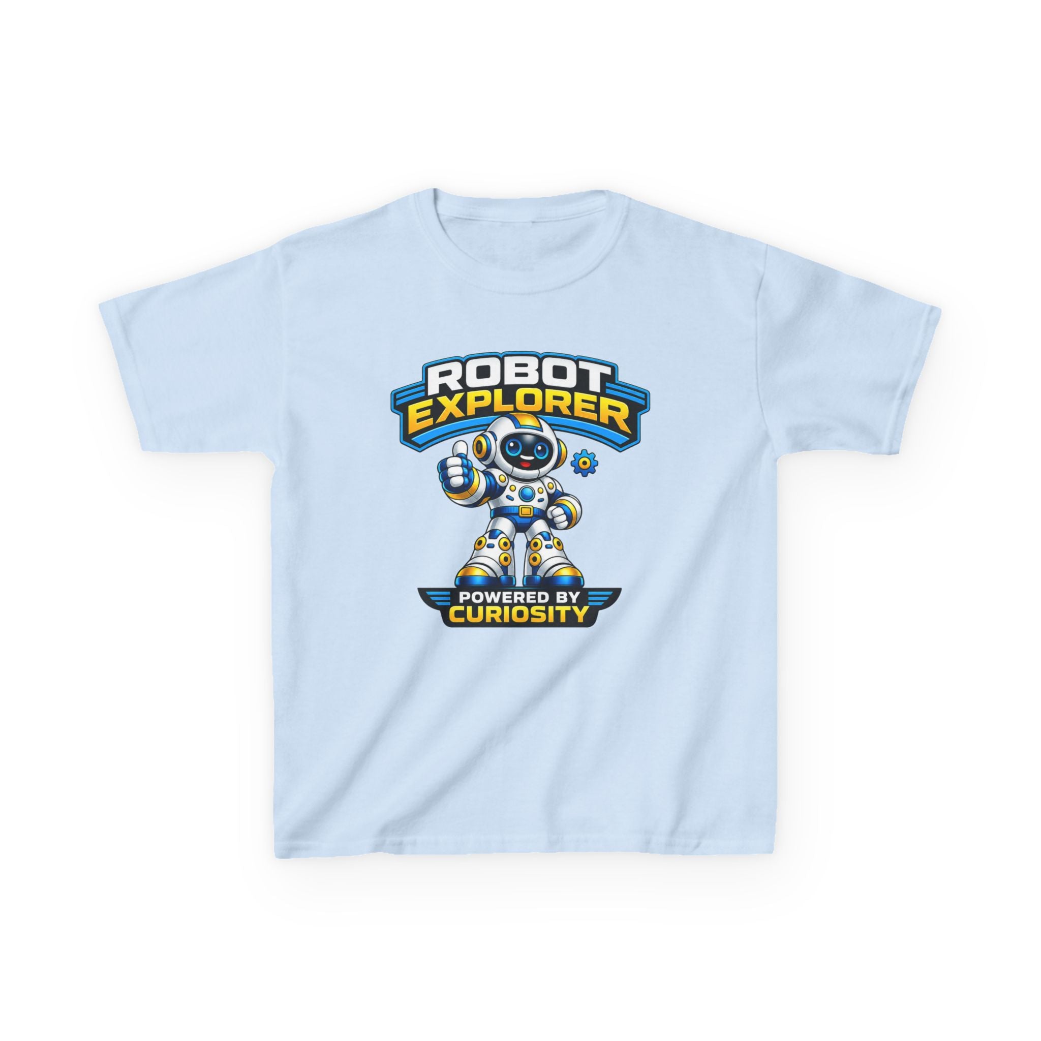Robot Explorer Kids T‑Shirt — "Powered by Curiosity" Graphic Tee
