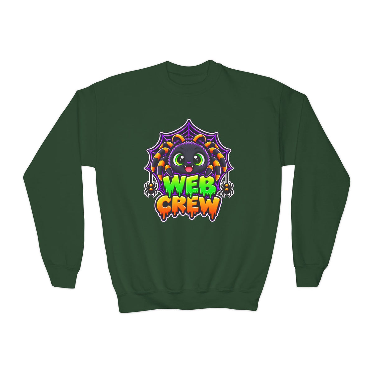 Kidxtr™ Kids Spider Sweatshirt — 'Web Crew' Cute Halloween Spider Graphic Crewneck