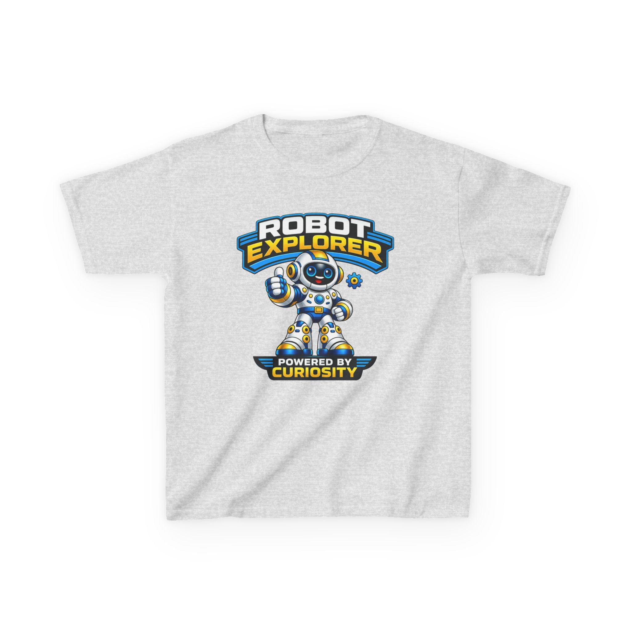 Robot Explorer Kids T‑Shirt — "Powered by Curiosity" Graphic Tee
