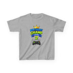 Kids Birthday T-Shirt — 'Birthday Champ' Level 2 Gamer Crown Graphic Tee