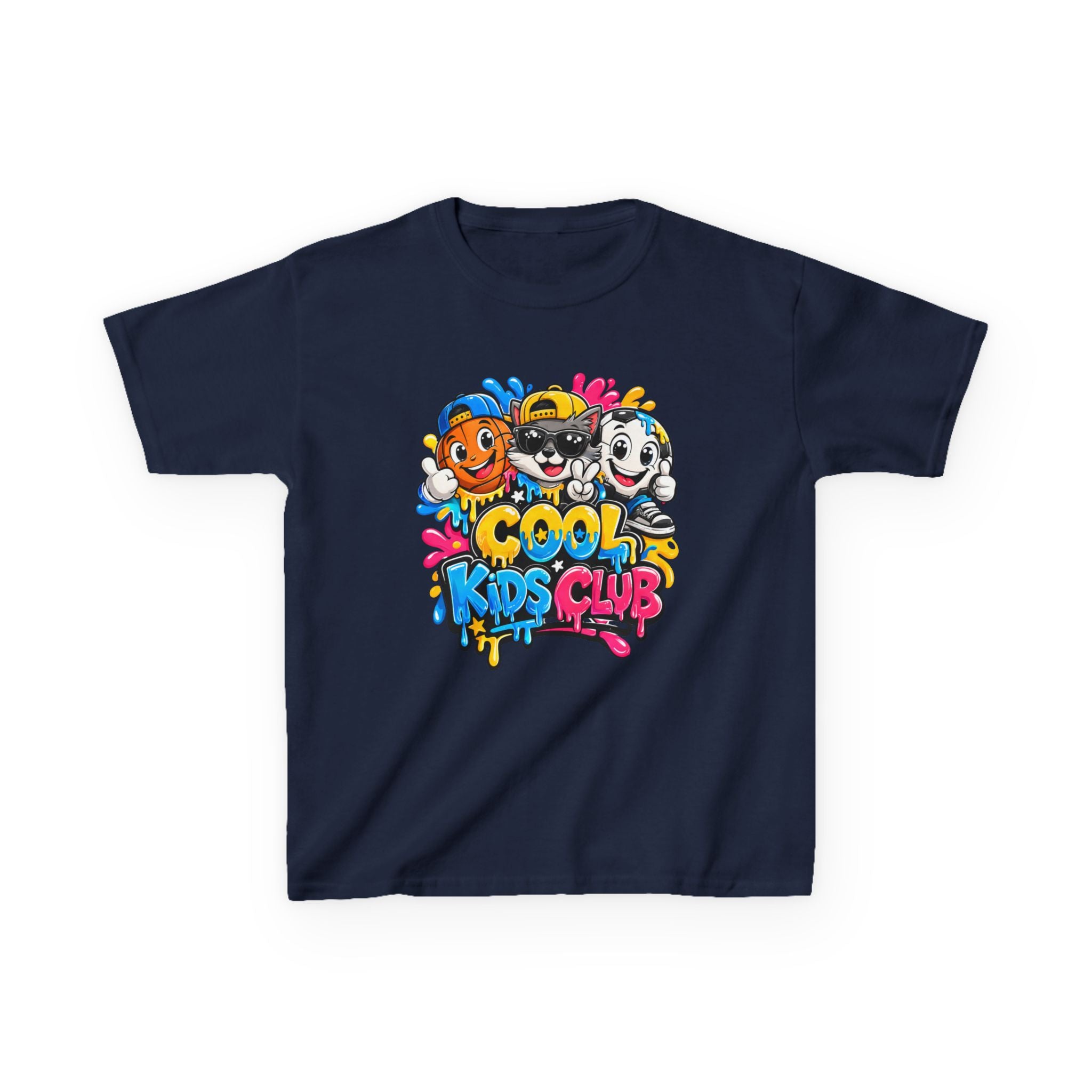 Kids Graphic T-Shirt — 'Cool Kids Club' Fun Cartoon Crew Tee