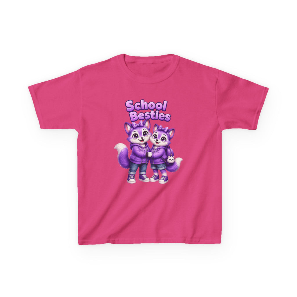 Kids Fox T-Shirt — 'School Besties' Purple Foxes Graphic Tee