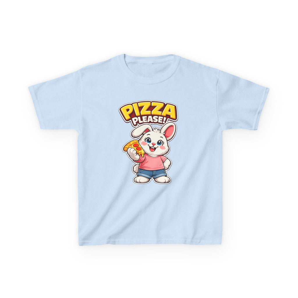 Kids Bunny T-Shirt — 'Pizza Please!' Cartoon Graphic Tee