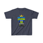Kids Tee — "Birthday Champ Level 12 Unlocked" Gamer Birthday Shirt