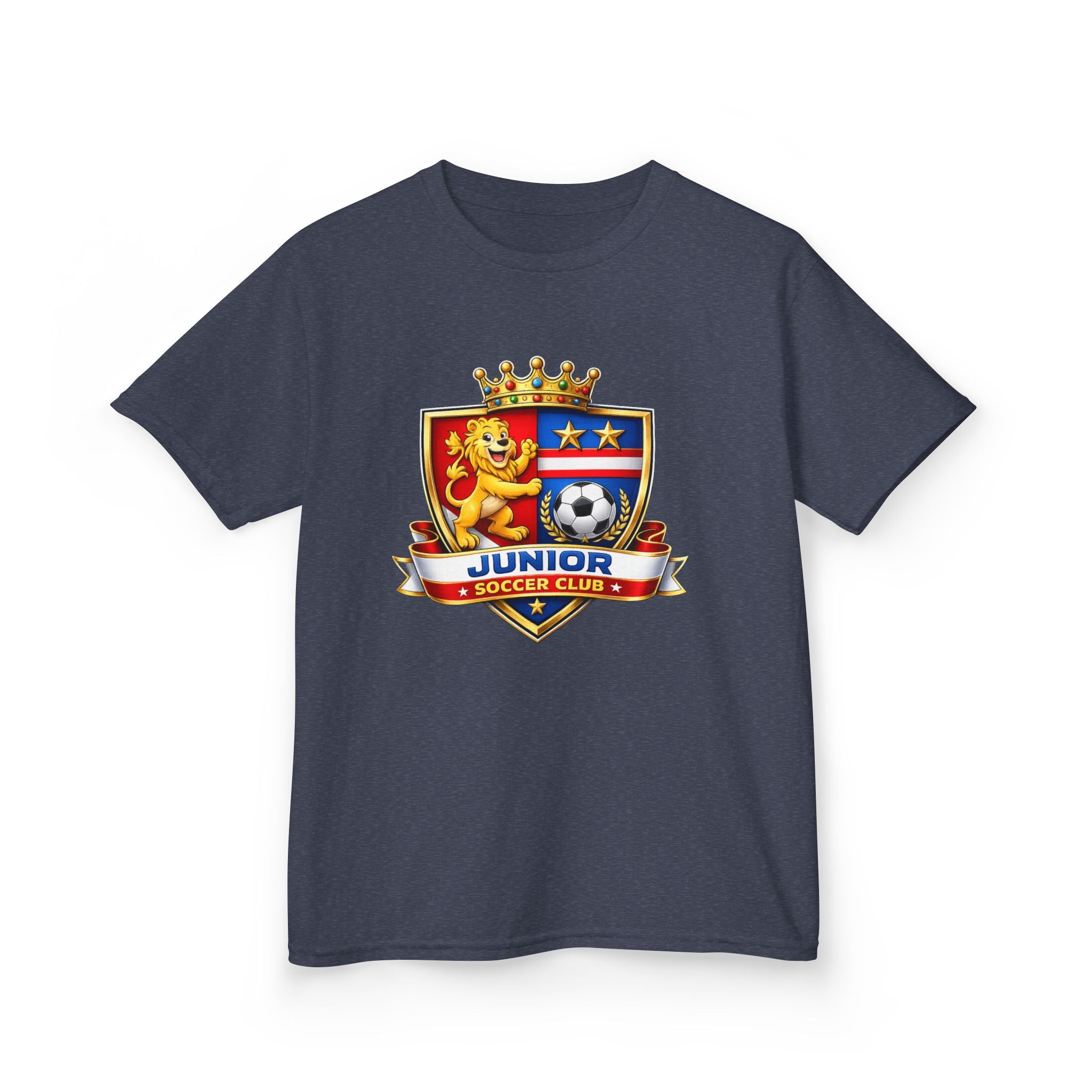 Kids Soccer T-Shirt — 'Junior Soccer Club' Crest Graphic Tee