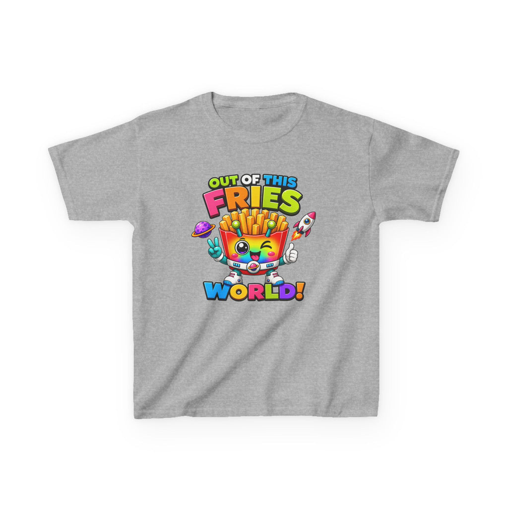 Kids Fries T-Shirt — 'Out of This Fries World!' Colorful Cartoon Fries Graphic Tee