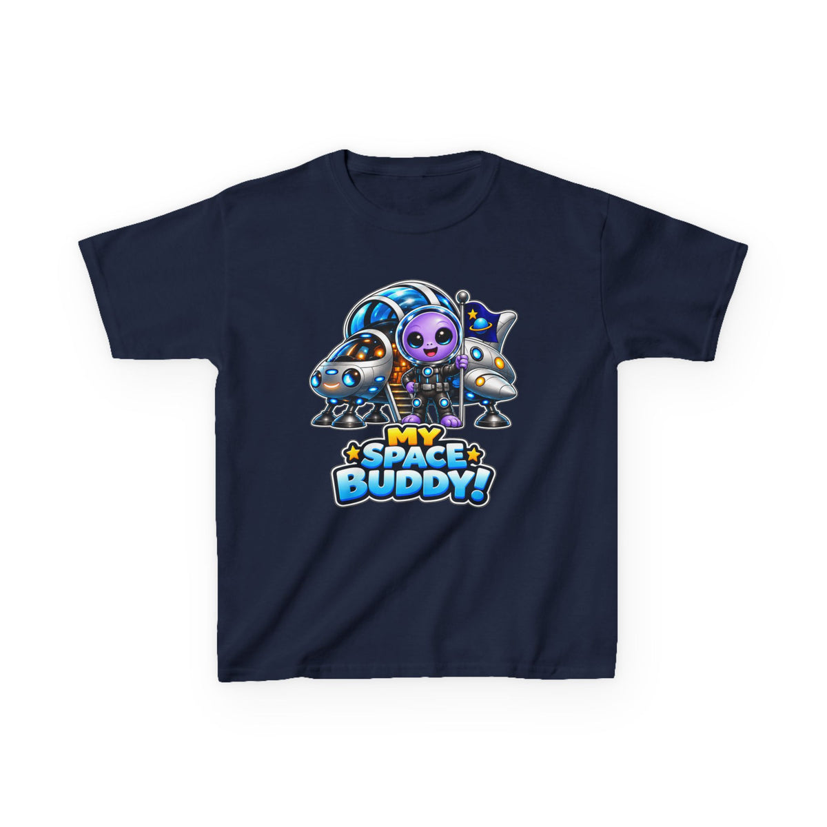 Kidxtr™ Kids Space T-Shirt — 'My Space Buddy' Alien Rocket Graphic Tee
