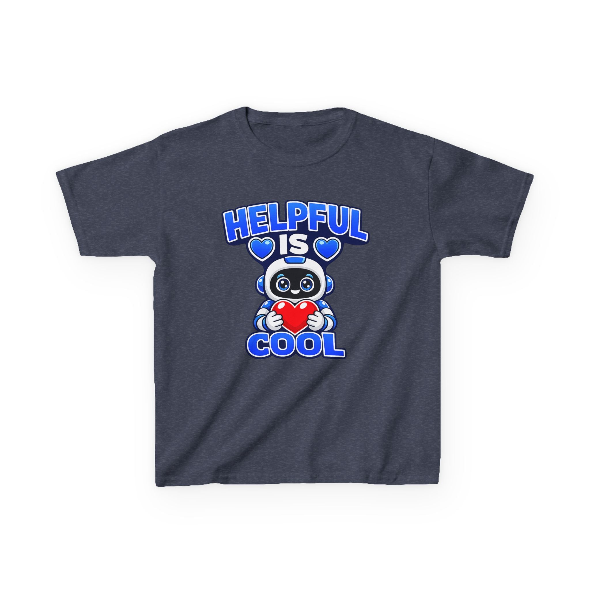Kids Robot T-Shirt — 'Helpful Is Cool' Heart Graphic Tee