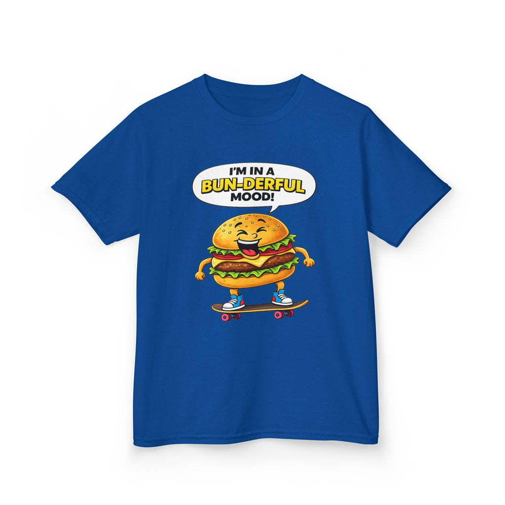 Kids Burger T-Shirt — 'Bun-derful Mood' Skateboard Graphic Tee