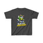 Kids Skateboarding Cat T-Shirt — 'Roll into Recess!' Graphic Tee