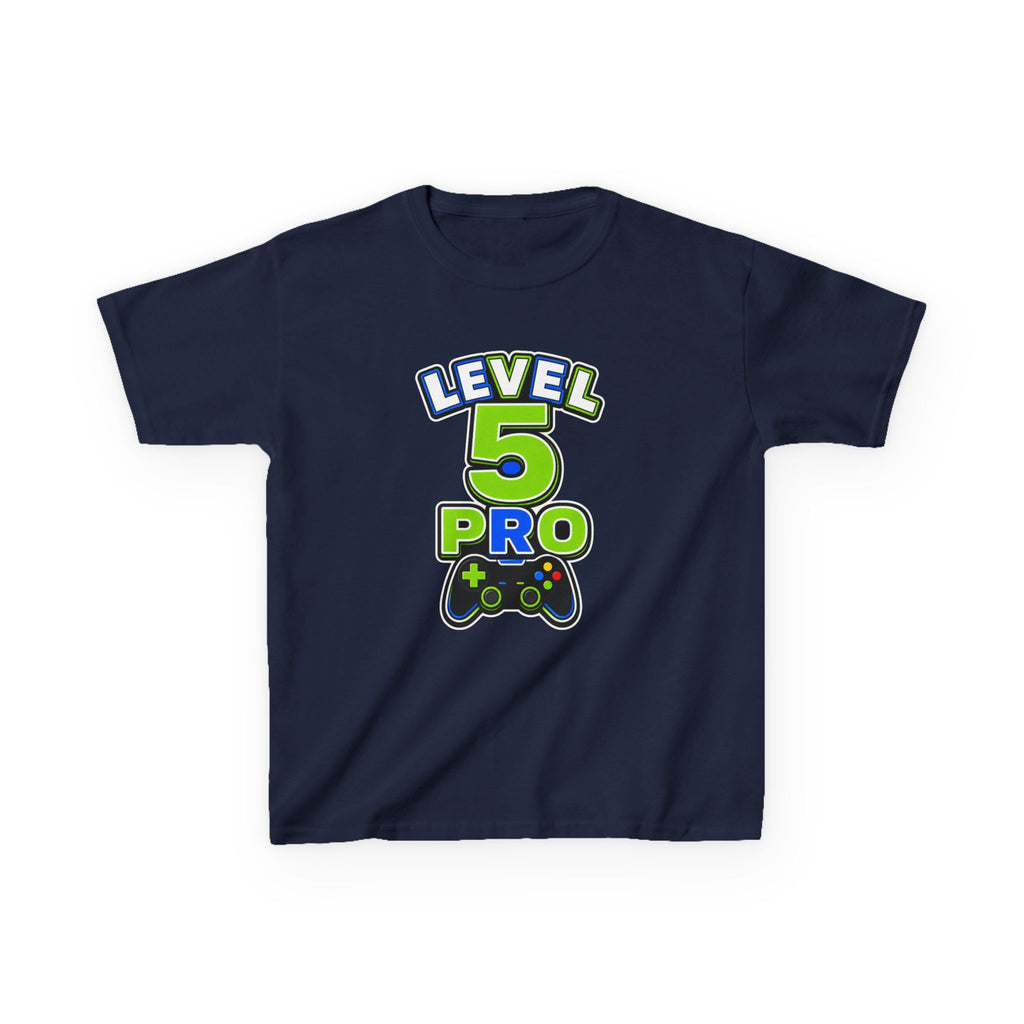 Kids Birthday Gaming T-Shirt — 'Level 5 Pro' Gamer Graphic Tee
