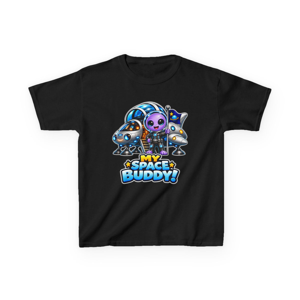 Kidxtr™ Kids Space T-Shirt — 'My Space Buddy' Alien Rocket Graphic Tee