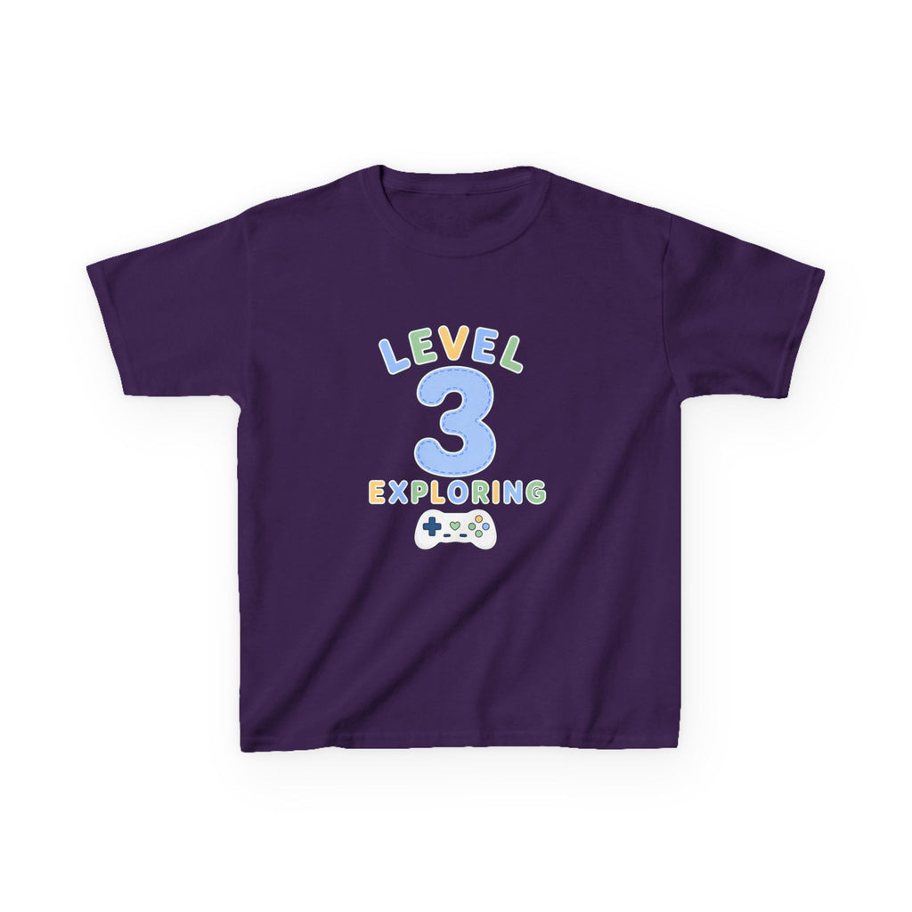 Kids Birthday Gaming T-Shirt — 'Level 3 Exploring' Gamer Graphic Tee