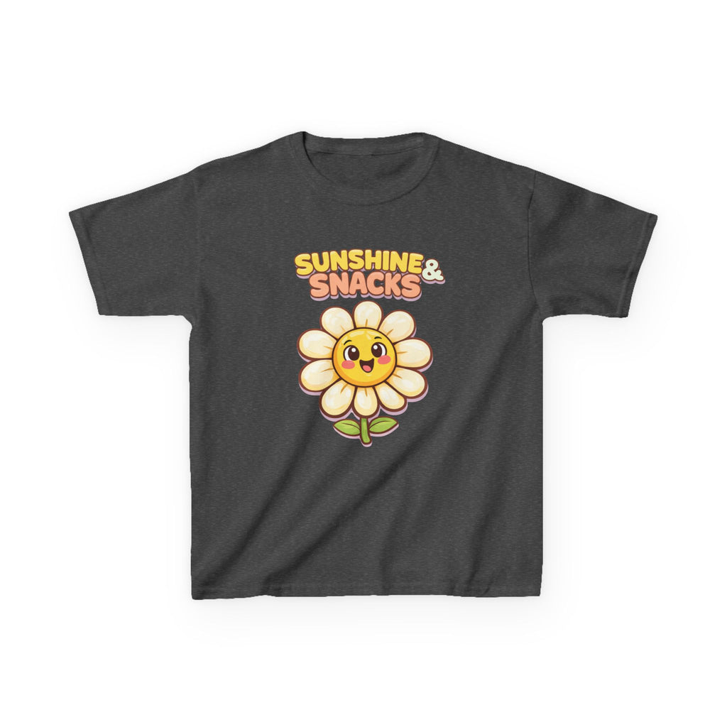 Kids Sunshine T-Shirt — 'Sunshine & Snacks' Smiling Daisy Graphic Tee