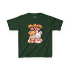 Kidxtr™ Kids Bear & Bunny T-Shirt — 'My Happy Is You' Cute Animal Graphic Tee