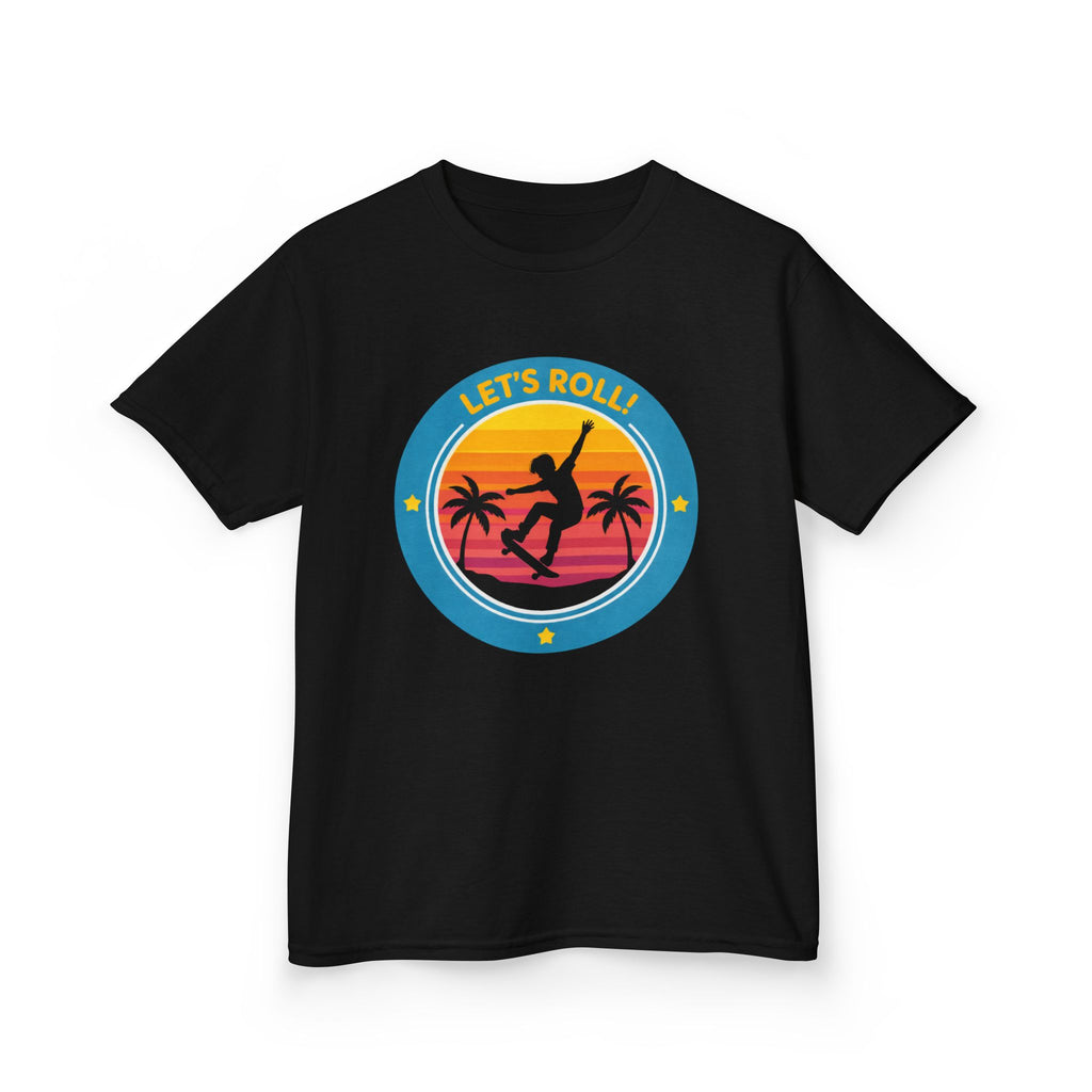 Kids Skateboard T-Shirt — 'Let’s Roll!' Retro Skater Graphic Tee
