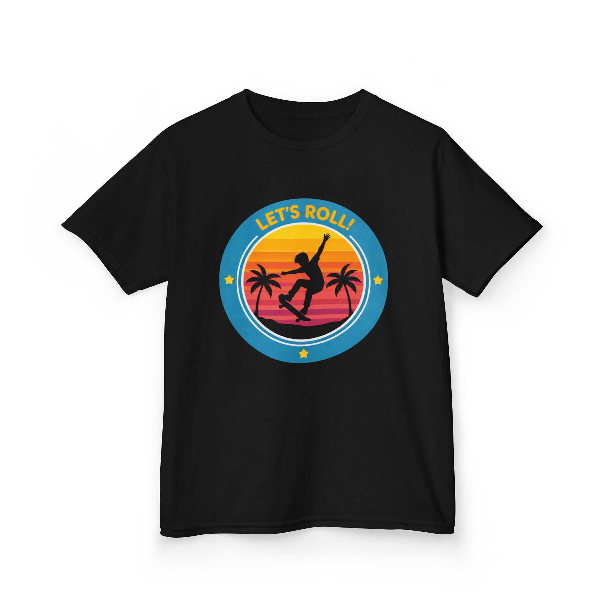 Kids Skateboard T-Shirt — 'Let’s Roll!' Retro Skater Graphic Tee