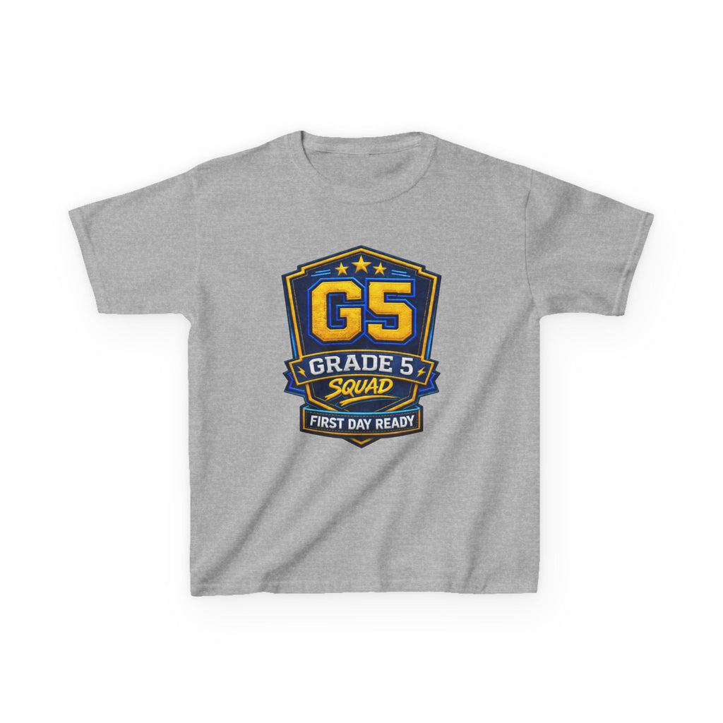 Grade 5 Squad Kids T‑Shirt — "G5 Grade 5 Squad: First Day Ready" Back‑to‑School Tee