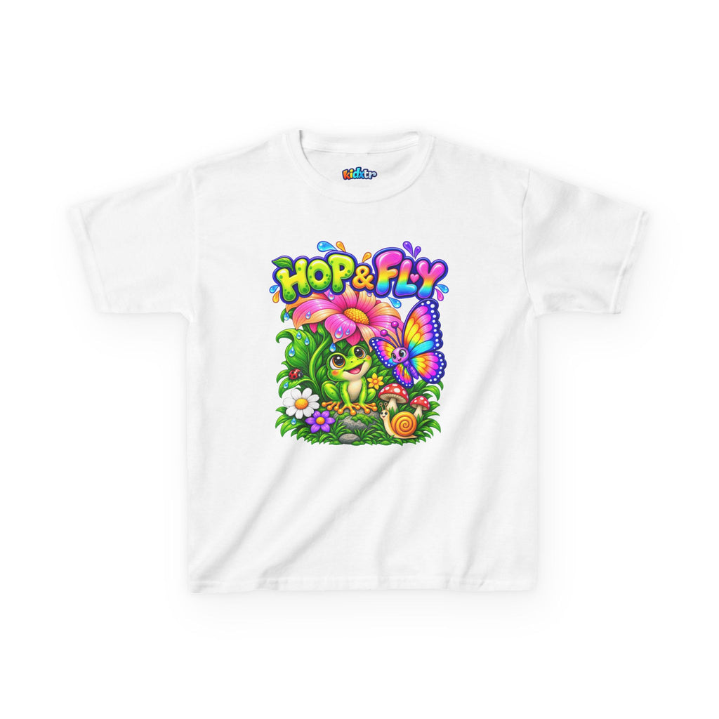 Kidxtr™ Kids Frog T-Shirt — 'Hop & Fly' Frog & Butterfly Graphic Tee