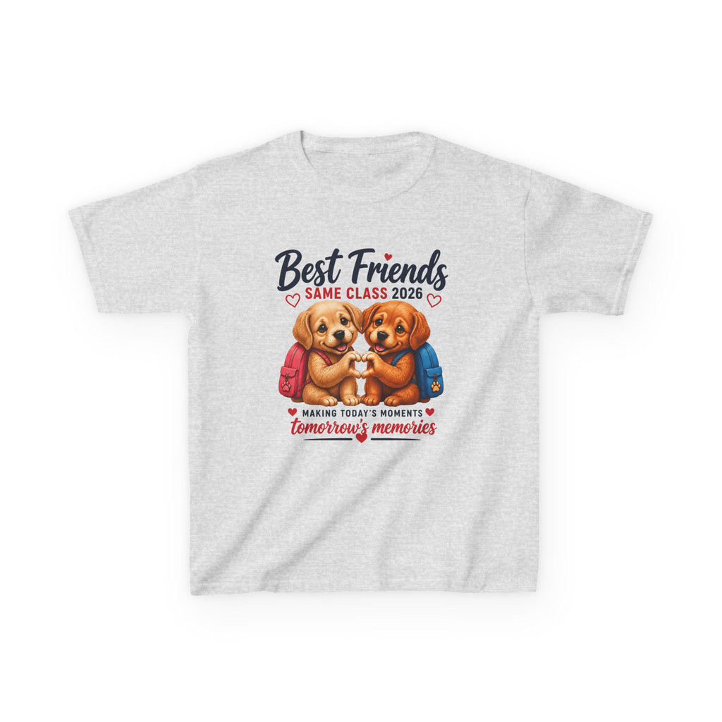 Kids Animal T-Shirt — 'Best Friends Same Class 2026' Cute Puppy School Friendship Graphic Tee