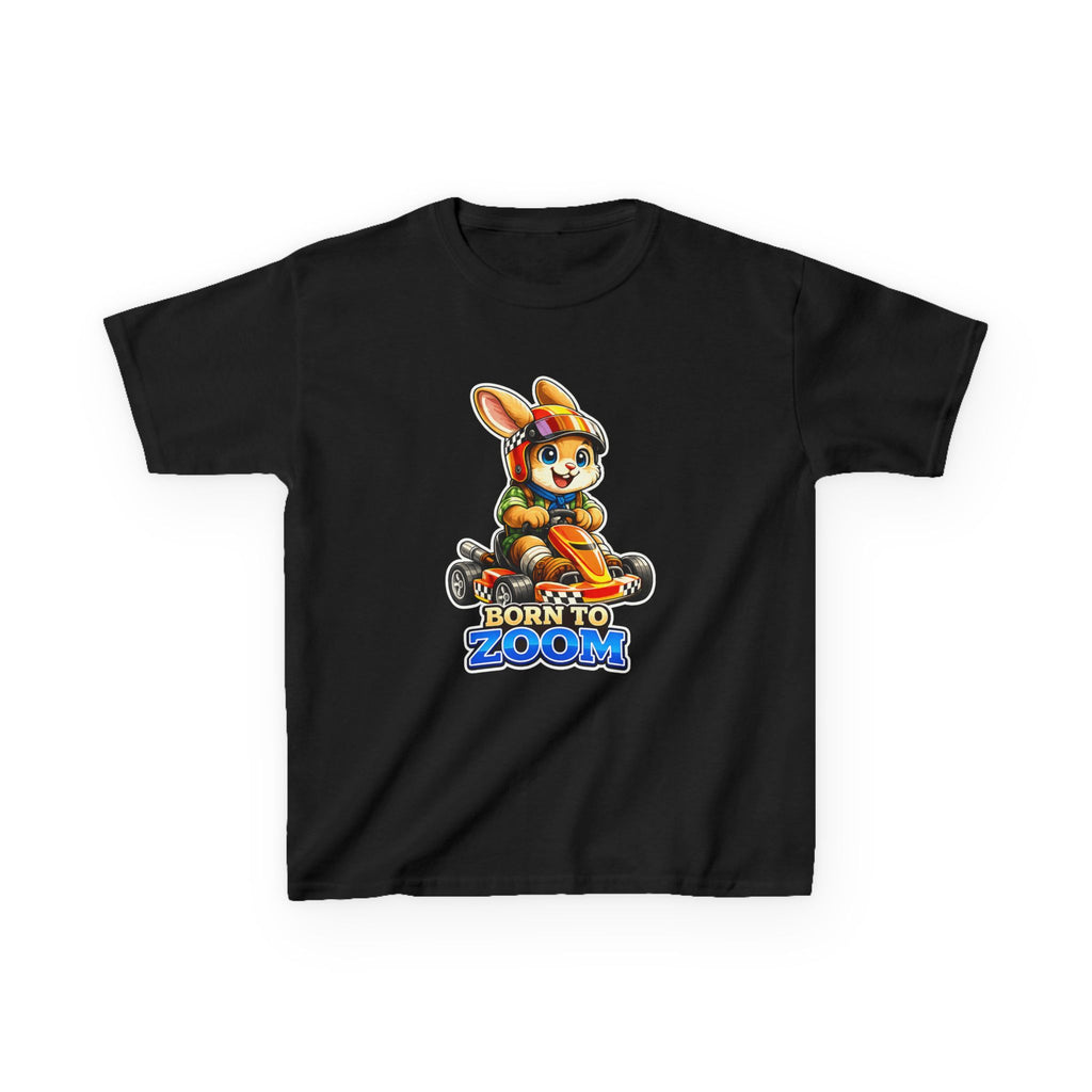 Kids Racing T-Shirt — 'Born to Zoom' Racing Bunny Graphic Tee