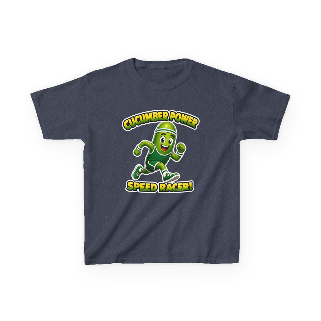 Kids Cucumber T-Shirt — 'Cucumber Power Speed Racer' Cute Cartoon Veggie Graphic Tee