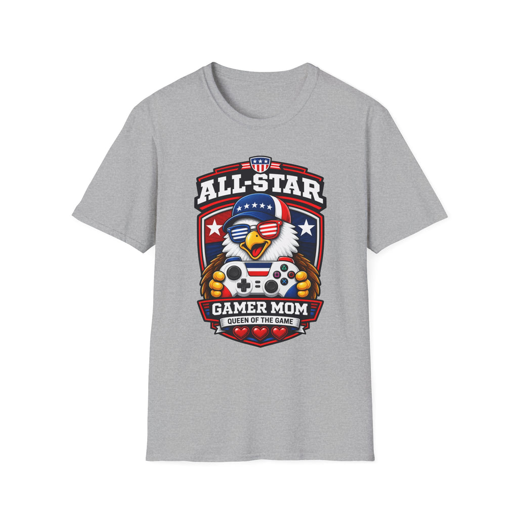 All-Star Gamer Mom T-Shirt — Patriotic Eagle Gaming Graphic Tee
