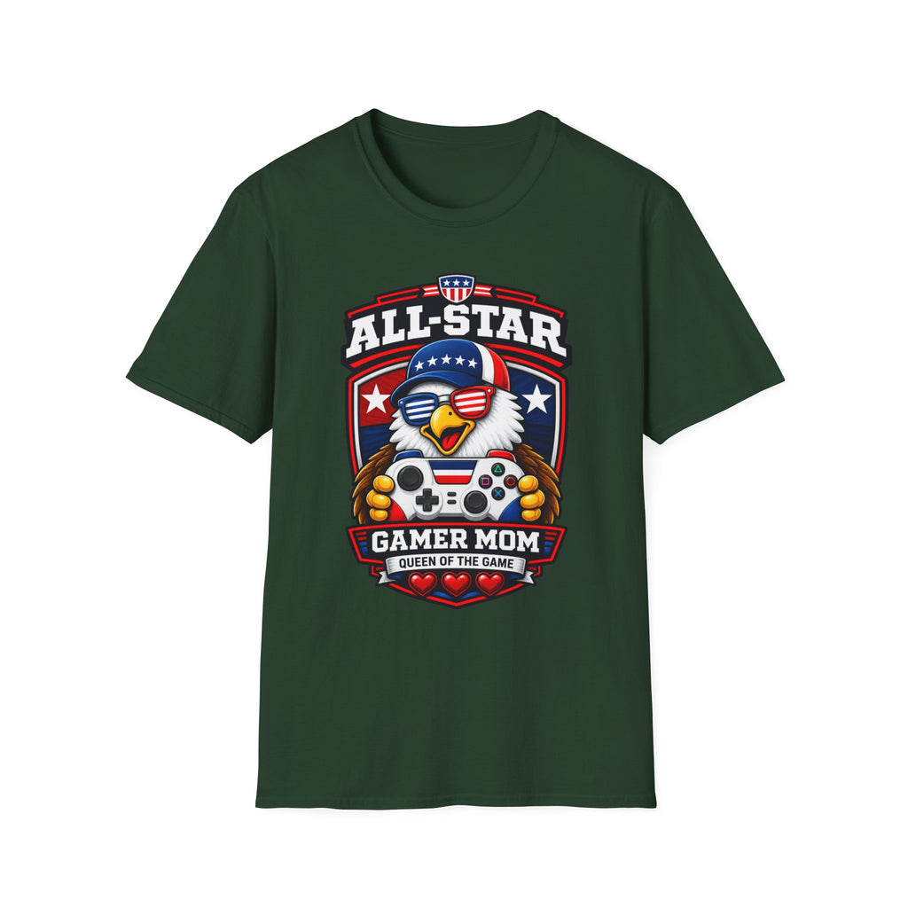 All-Star Gamer Mom T-Shirt — Patriotic Eagle Gaming Graphic Tee