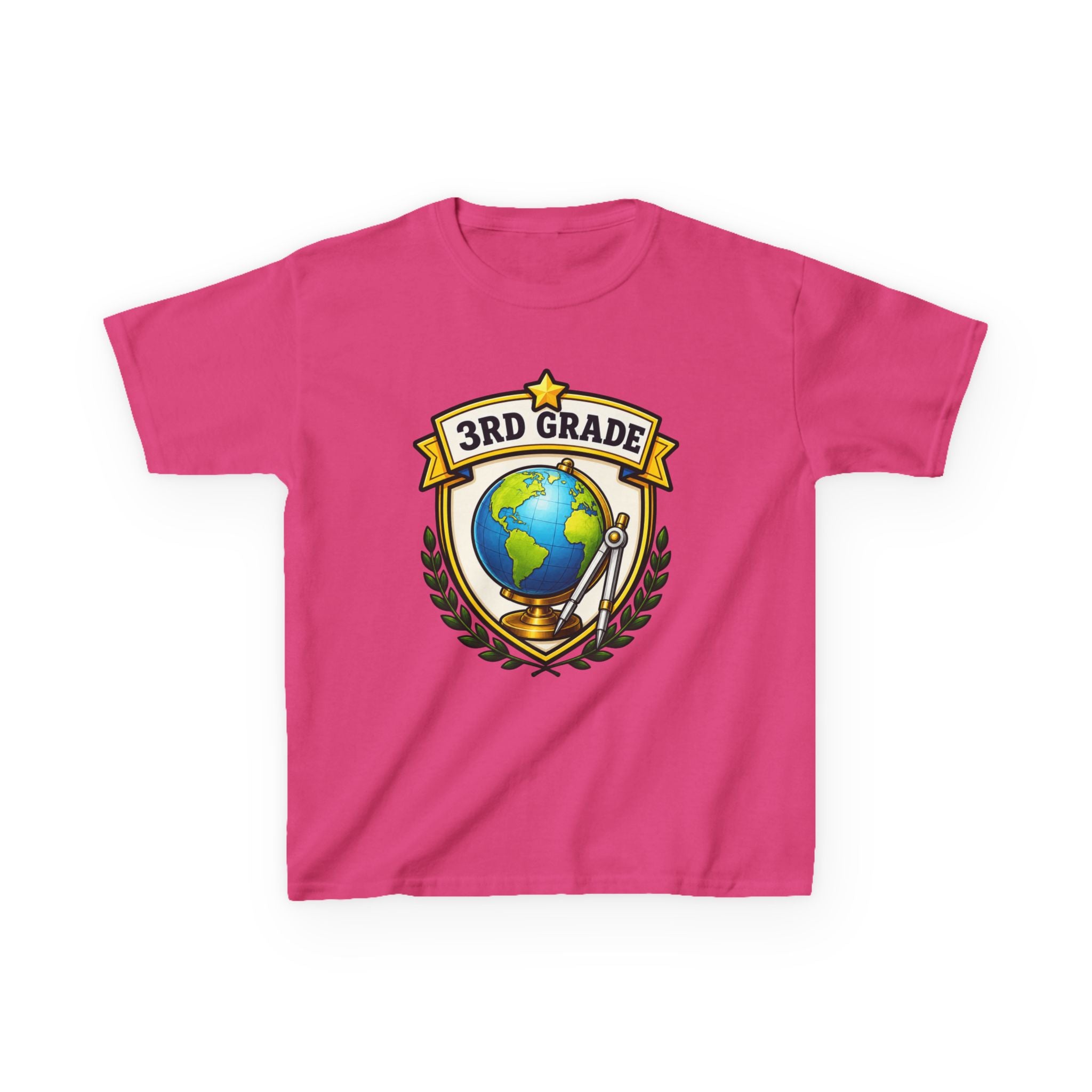 Kids 3rd Grade T-Shirt — 'Globe Badge' Back-to-School Graphic Tee