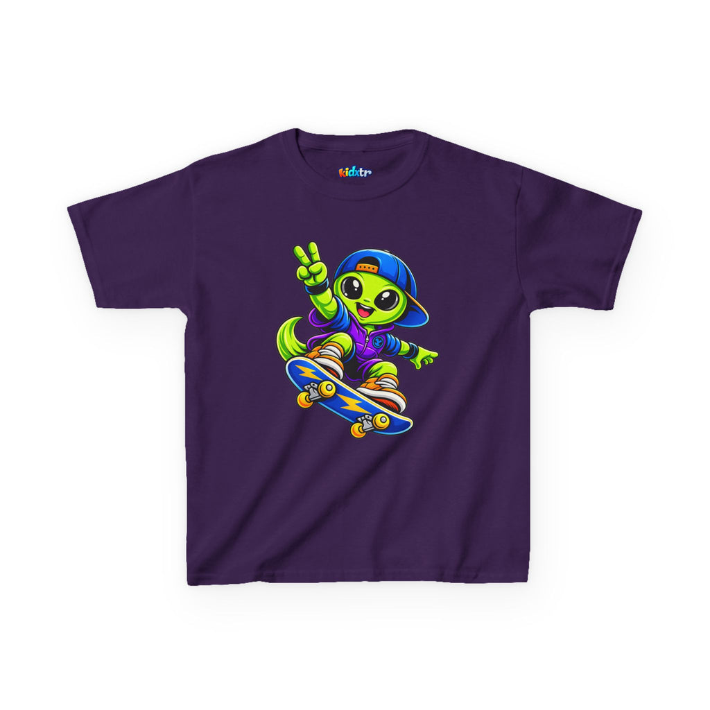 Kidxtr™ Kids Alien T-Shirt — Alien Skateboarding Graphic Tee