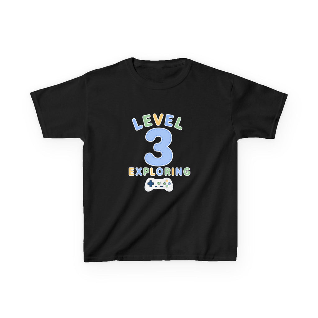 Kids Birthday Gaming T-Shirt — 'Level 3 Exploring' Gamer Graphic Tee