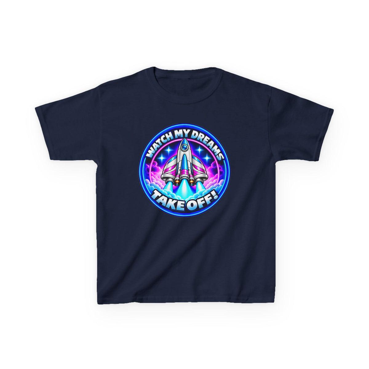 Kidxtr™ Kids Space T-Shirt — 'Watch My Dreams Take Off' Rocket Graphic Tee