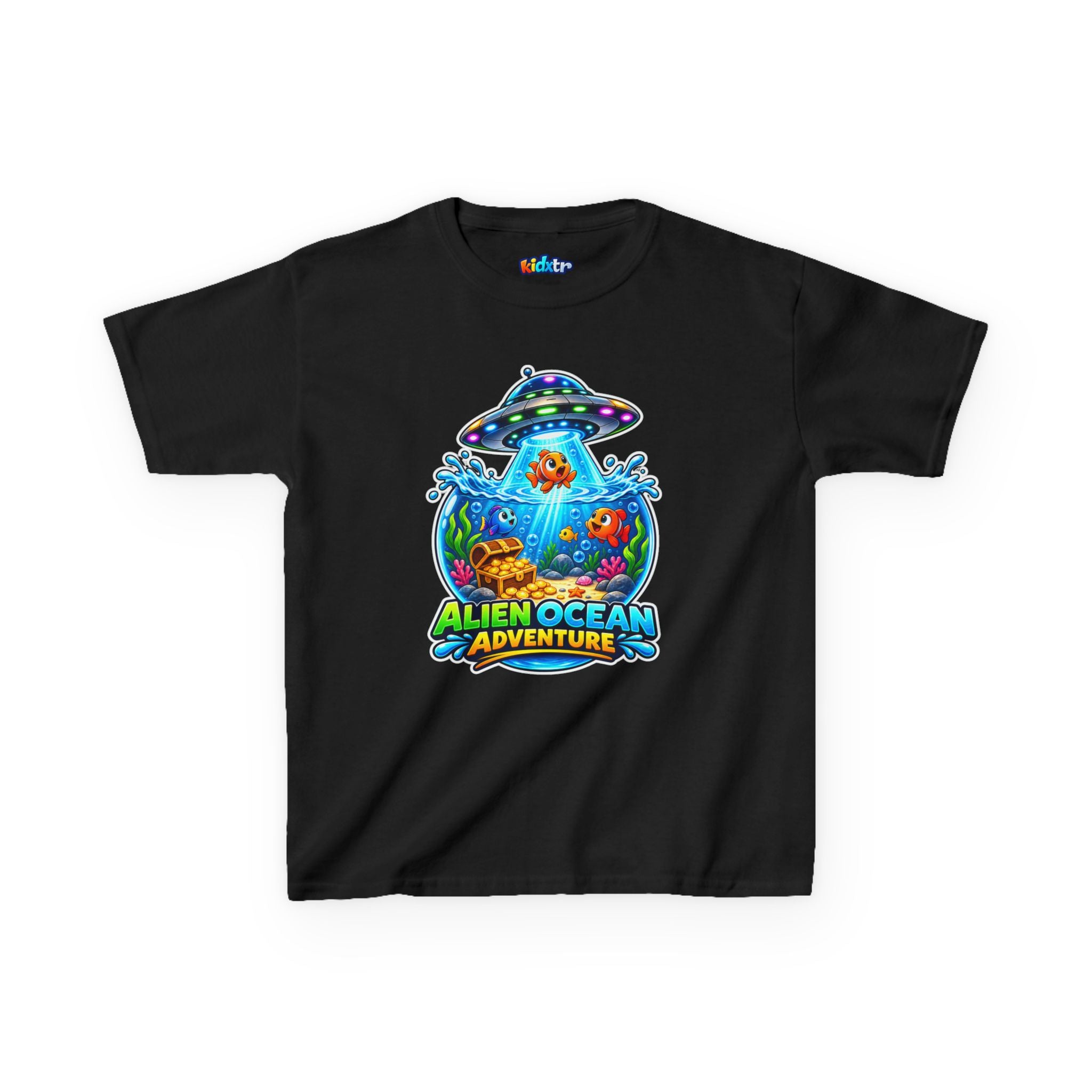 Kidxtr™ Kids Alien T-Shirt — 'Alien Ocean Adventure' UFO Fish Graphic Tee