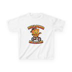 Kids BMX T-Shirt — 'Pizza Power' Cute Pizza Character Riding Bike Graphic Tee