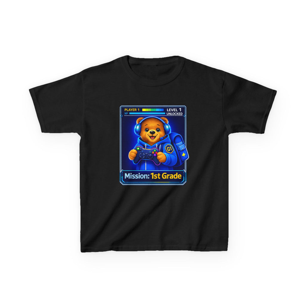 Kids Gaming T-Shirt — 'Gamer Bear' Bear Gamer Graphic Tee