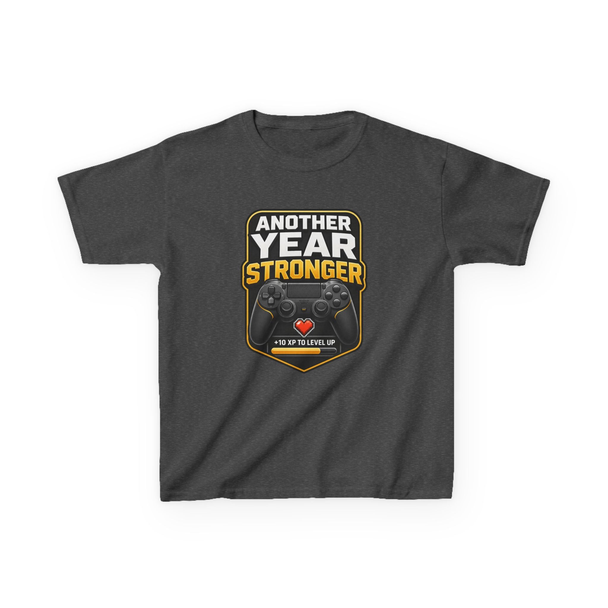 Kids Birthday T-Shirt — 'Another Year Stronger' +10 XP Level Up Graphic Tee