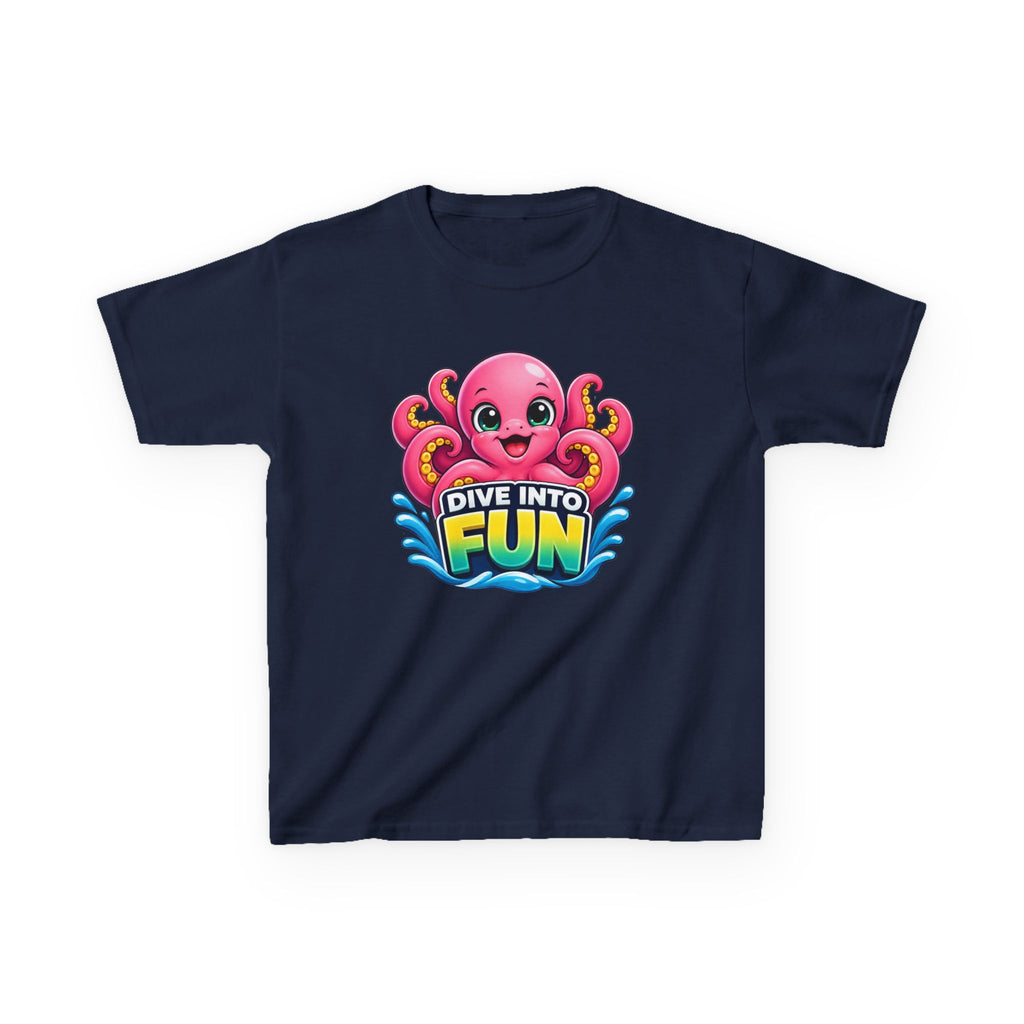 Kids Octopus T-Shirt — 'Dive Into Fun' Pink Octopus Graphic Tee