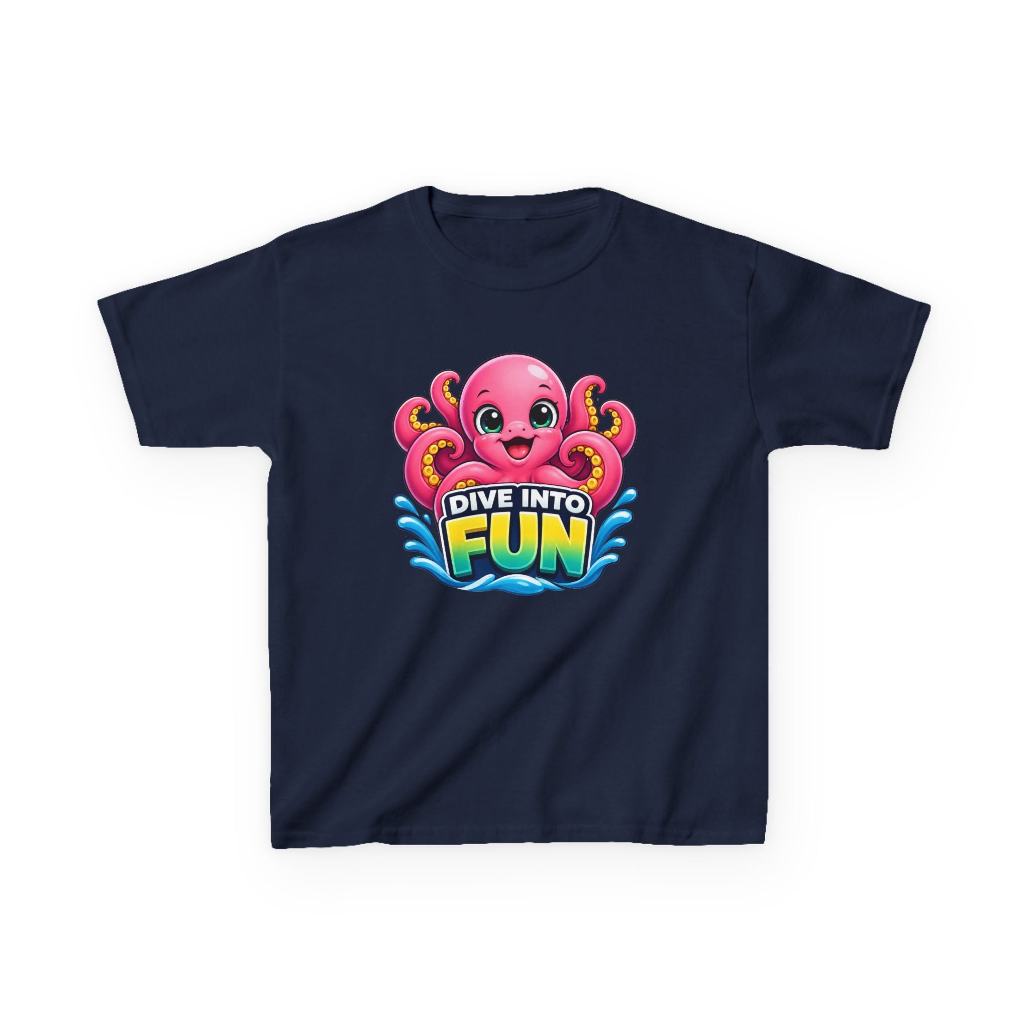 Kids Octopus T-Shirt — 'Dive Into Fun' Pink Octopus Graphic Tee