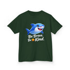Kids Shark T-Shirt — 'Be Brave. Be Kind.' Cute Shark Graphic Tee