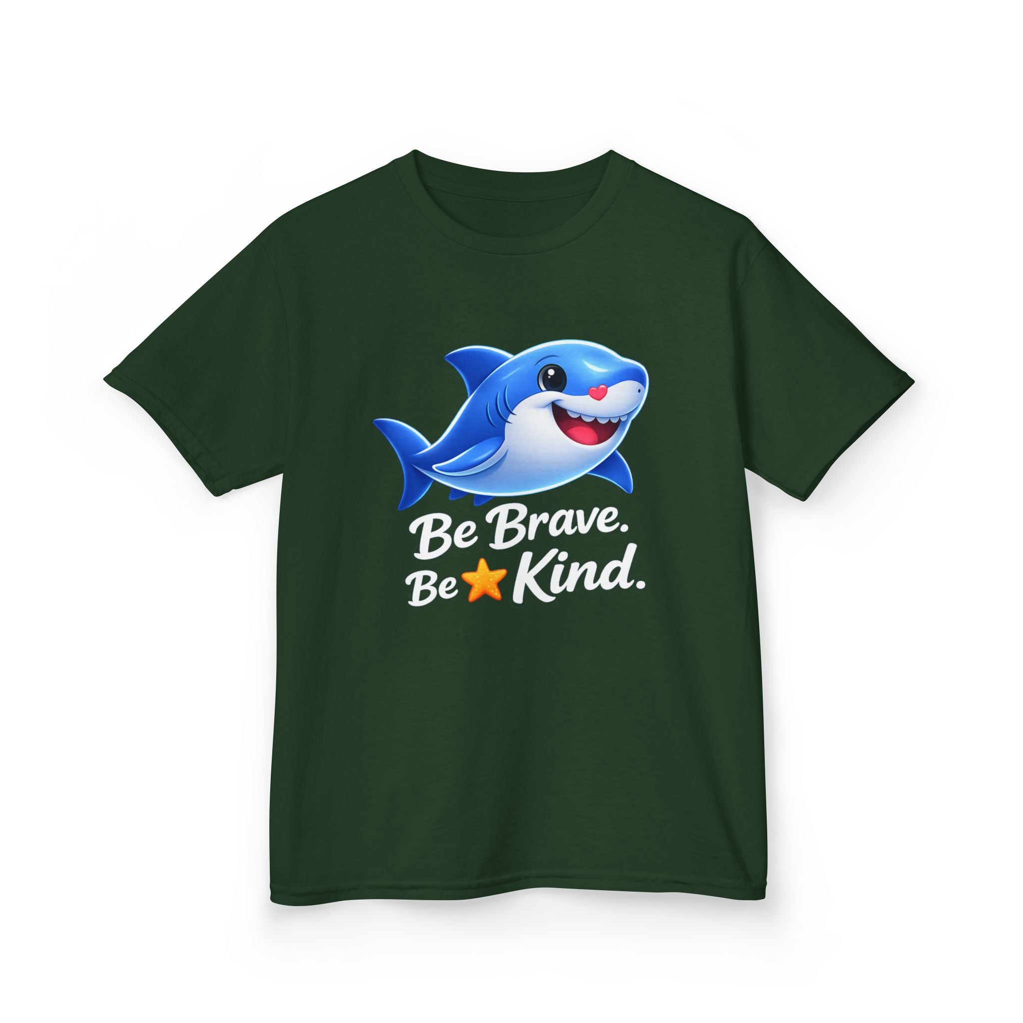Kids Shark T-Shirt — 'Be Brave. Be Kind.' Cute Shark Graphic Tee