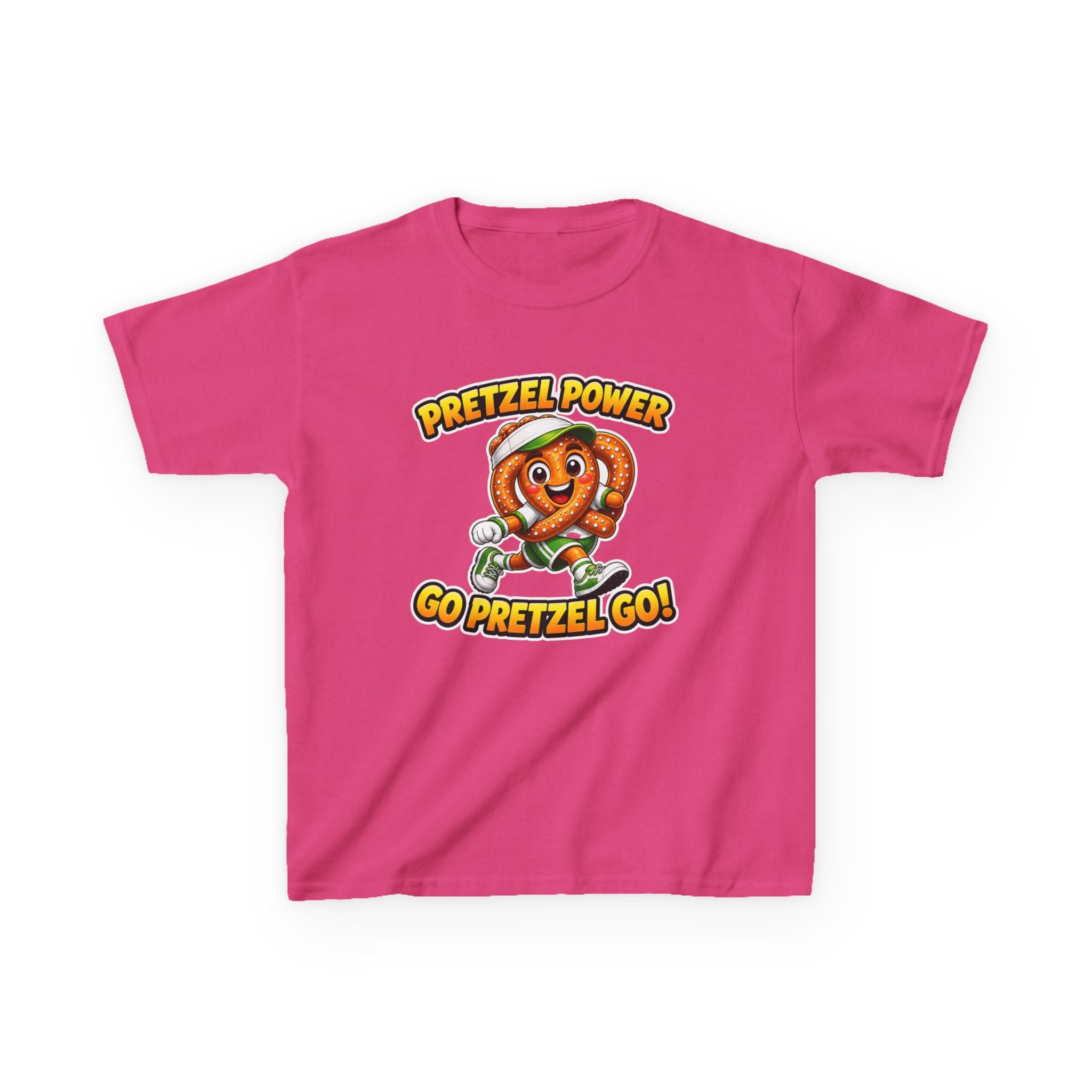 Kids Pretzel T-Shirt — 'Pretzel Power' Go Pretzel Go Cute Snack Mascot Graphic Tee