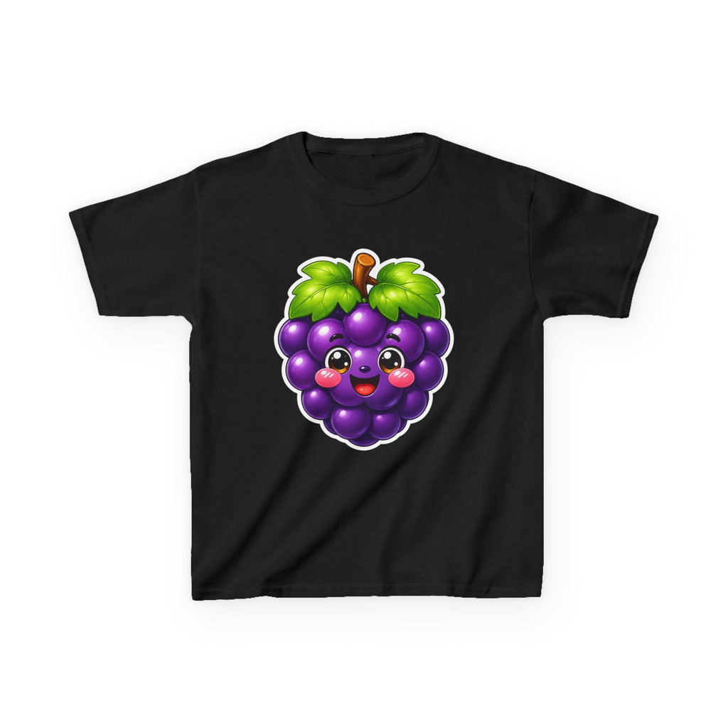 Kids Grape T-Shirt — 'Grape Vibes' Cute Kawaii Happy Grape Cartoon Graphic Tee