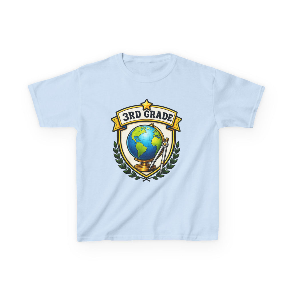 Kids 3rd Grade T-Shirt — 'Globe Badge' Back-to-School Graphic Tee