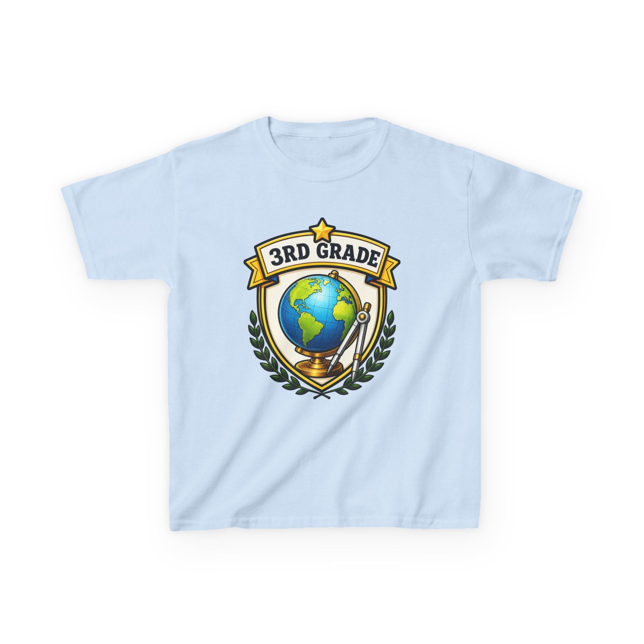 Kids 3rd Grade T-Shirt — 'Globe Badge' Back-to-School Graphic Tee