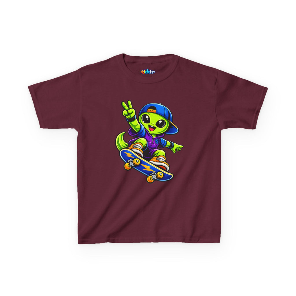 Kidxtr™ Kids Alien T-Shirt — 'Skate or Alien' Skateboard Graphic Tee