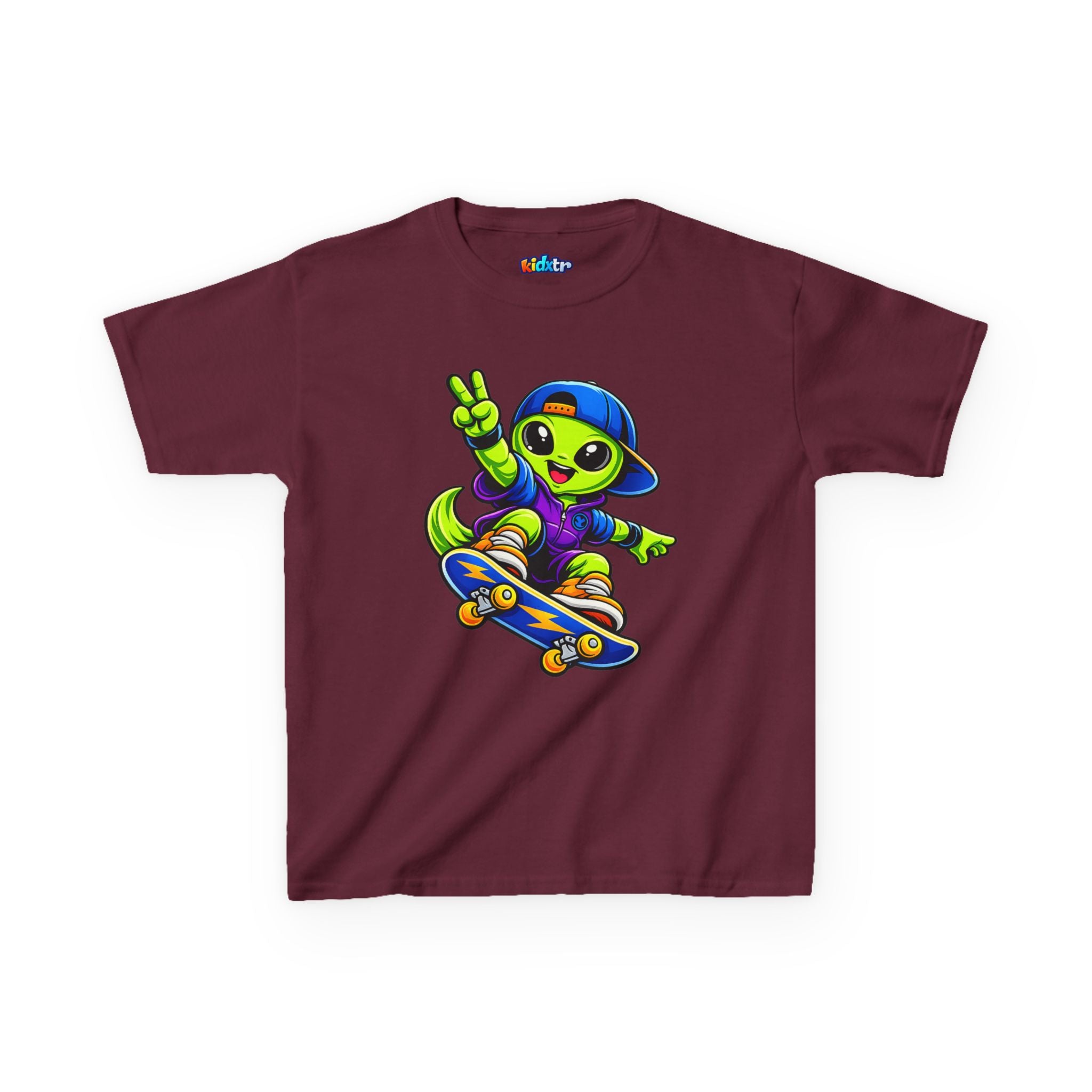 Kidxtr™ Kids Alien T-Shirt — 'Skate or Alien' Skateboard Graphic Tee